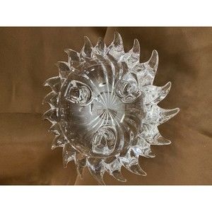 Vintage Lead Crystal Celestial Sun Candle Holder Centerpiece Triple Taper 10”W